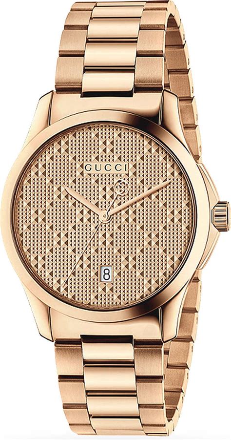 gucci rose gold leather watch|Gucci g timeless ladies watch.